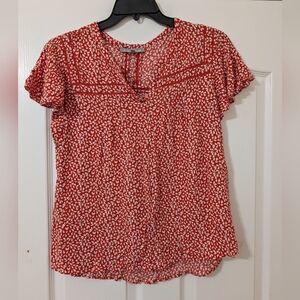 Daniel Rainn Rust and‎ White Patterned Blouse